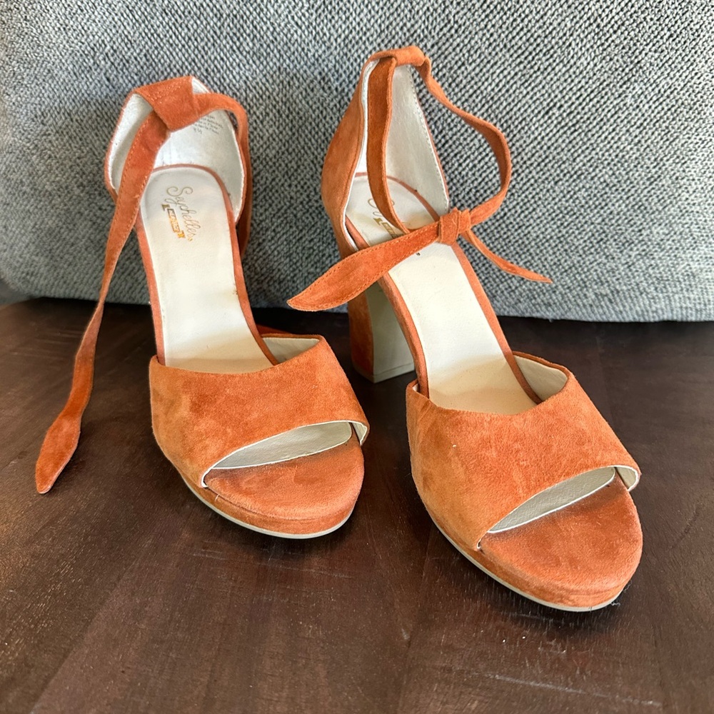 Seychelles Vibrant Orange Suede Heels